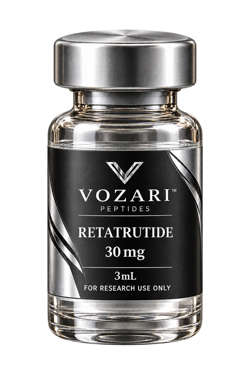 Retatrutide 30 mg Vozari vial packaging mockup